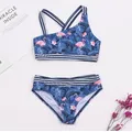 Maillot de bain deux pièces imprimé flamant rose pour adolescentes ensemble bikini bandage pour