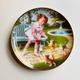 Vintage Girl and Kittens Decorative Collectable Plate, Friday's Child by Elaine Gignilliat Bone China Collectable Decorative Cat Kitty Lover