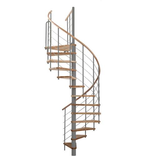 Minka Spindeltreppe Venezia grau Wendeltreppe Holztreppe, 120 cm, Walnuss