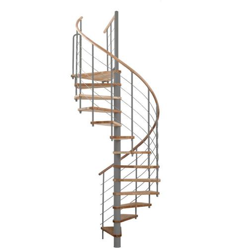 Minka Spindeltreppe Venezia grau Wendeltreppe Holztreppe, 120 cm, Walnuss