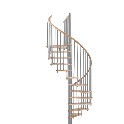 Minka Spindeltreppe SPIRAL WOOD grau Wendeltreppe Holztreppe, 120 cm, Walnuss