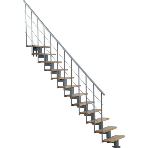 Minka Mittelholmtreppe Comfort Top grau Massiv Raumspartreppe, Buche