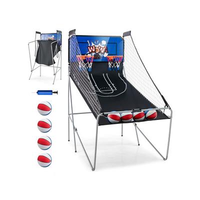 Costway Dual Shot Basketball Arcade Game with 8 Game Modes and 4 Balls-Blue