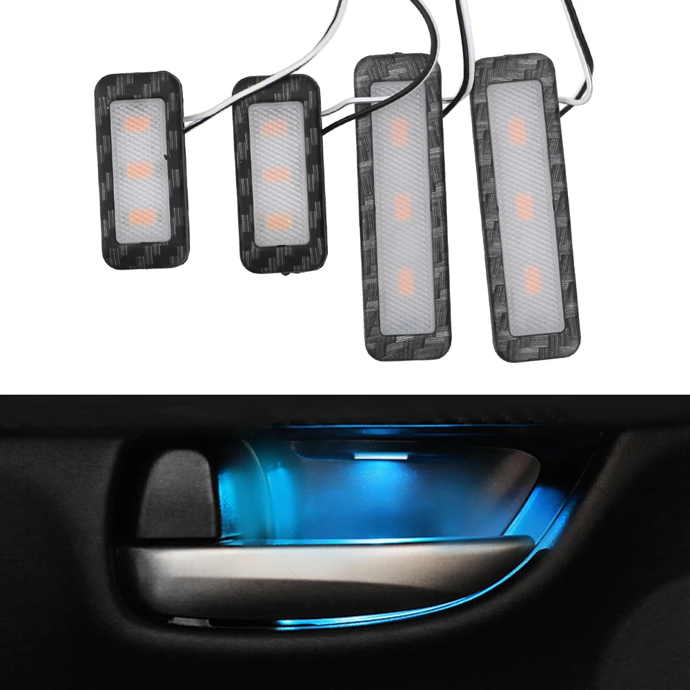 4Pcs Armlehne Innen Tür Griff Beleuchtung Auto Styling LED Auto Innen Schüssel Licht Universal Auto Atmosphäre Lampe Dekorative Lichter