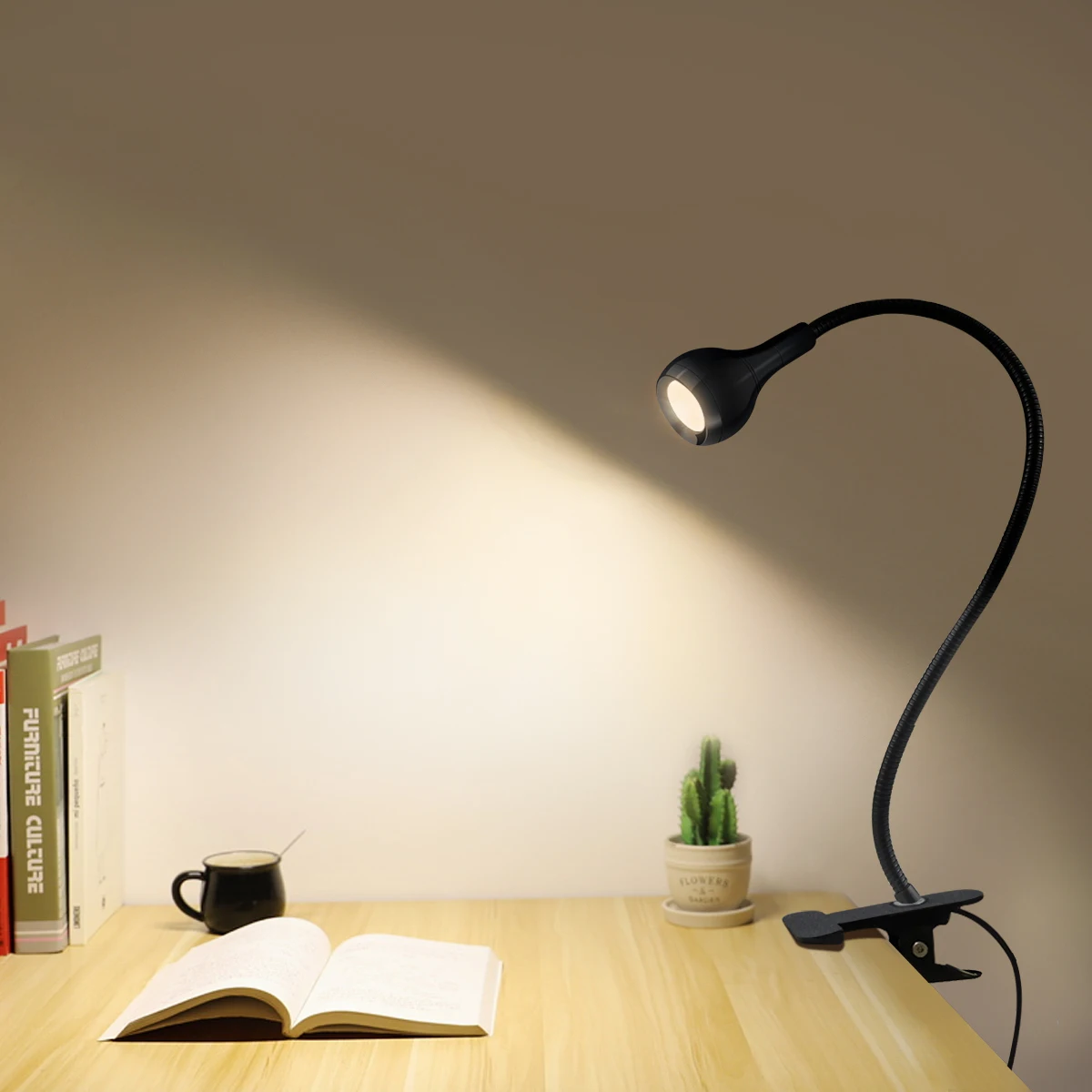 Flexible Tischlampe USB Power Lampe Lesebuch Licht mit Halter Clip Studie Leselampen Nachttisch Schlafzimmer Dekor Nachtlampe