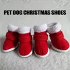 4pc, Haustier Hund Schuhe Weihnachts schuhe Schneeschuhe kleiner Hund Teddy Bichon Freizeit schuhe große rote Neujahr warme Haustier Schuhe