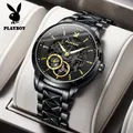 Playboy neue Luxus Herren Armbanduhr wasserdicht leuchtende Edelstahl Skelett automatische