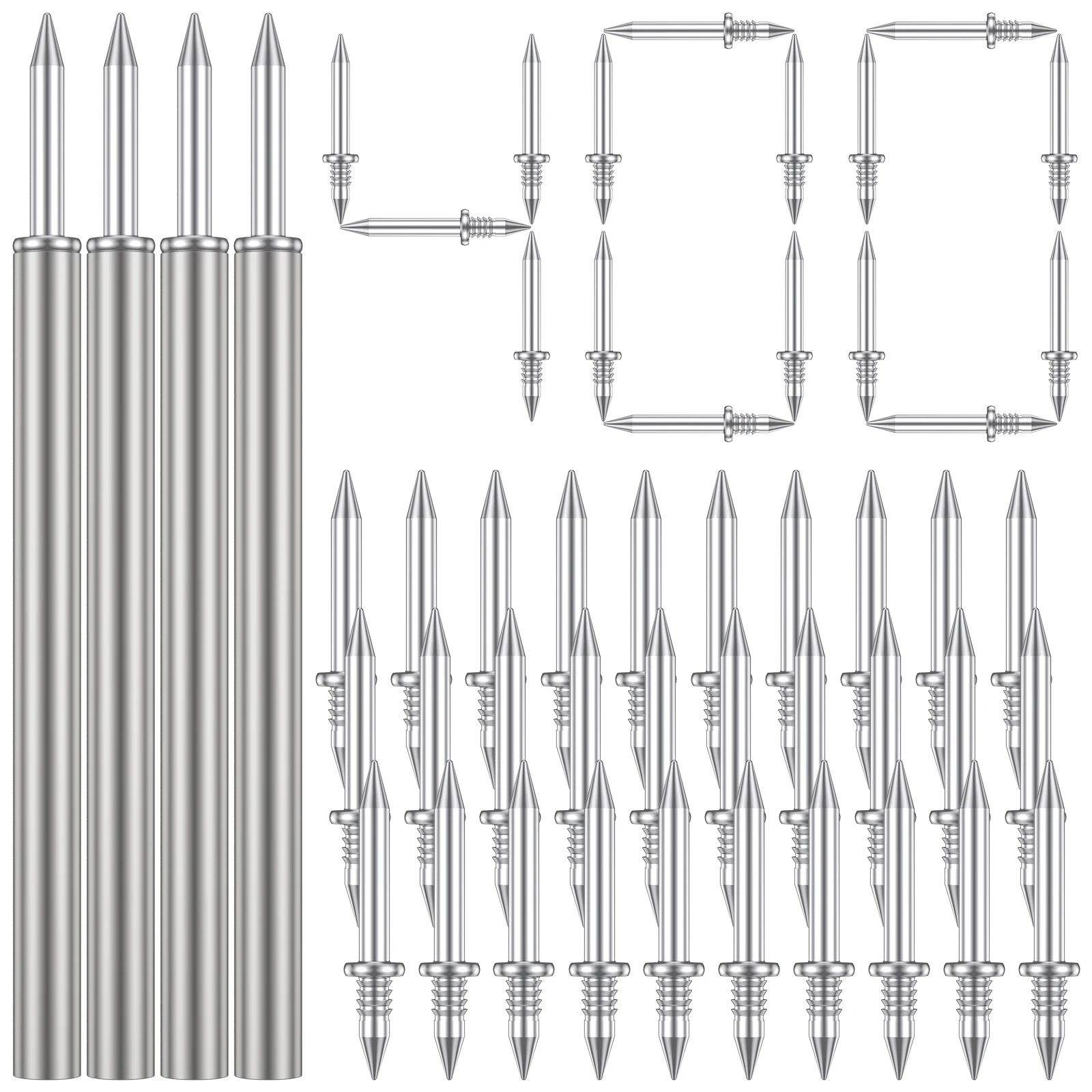 Doppelkopf-Sockelfaden, nahtloser Nagel, Metall-Sockellinie ohne Spuren, rostfrei, spurlos, Sockelfaden-Schrauben-Set Image