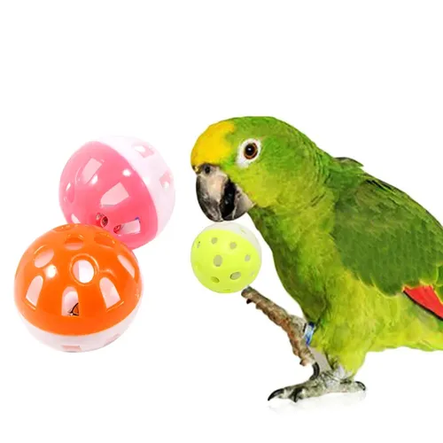 Haustier Papagei Katze Spielzeug bunte hohle rollende Glocke Ball Vogel Kau spielzeug Sittich