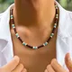 Alla moda piccole perle di legno collana da uomo vintage corta con perline catena collane girocollo 2023 gioielli di moda collare sul collo accessori