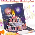 3d Pop-up blasbare Geburtstags karte mit Lichtern Musik alles Gute zum Geburtstag Karte Feuerwerk