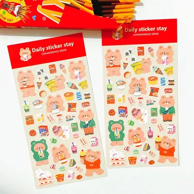 1pc Koreanische Import Original BONITO Kawaii Bär Convenience Store Papier Aufkleber Scrapbooking Diy Journal Schreibwaren Aufkleber Geschenk Image