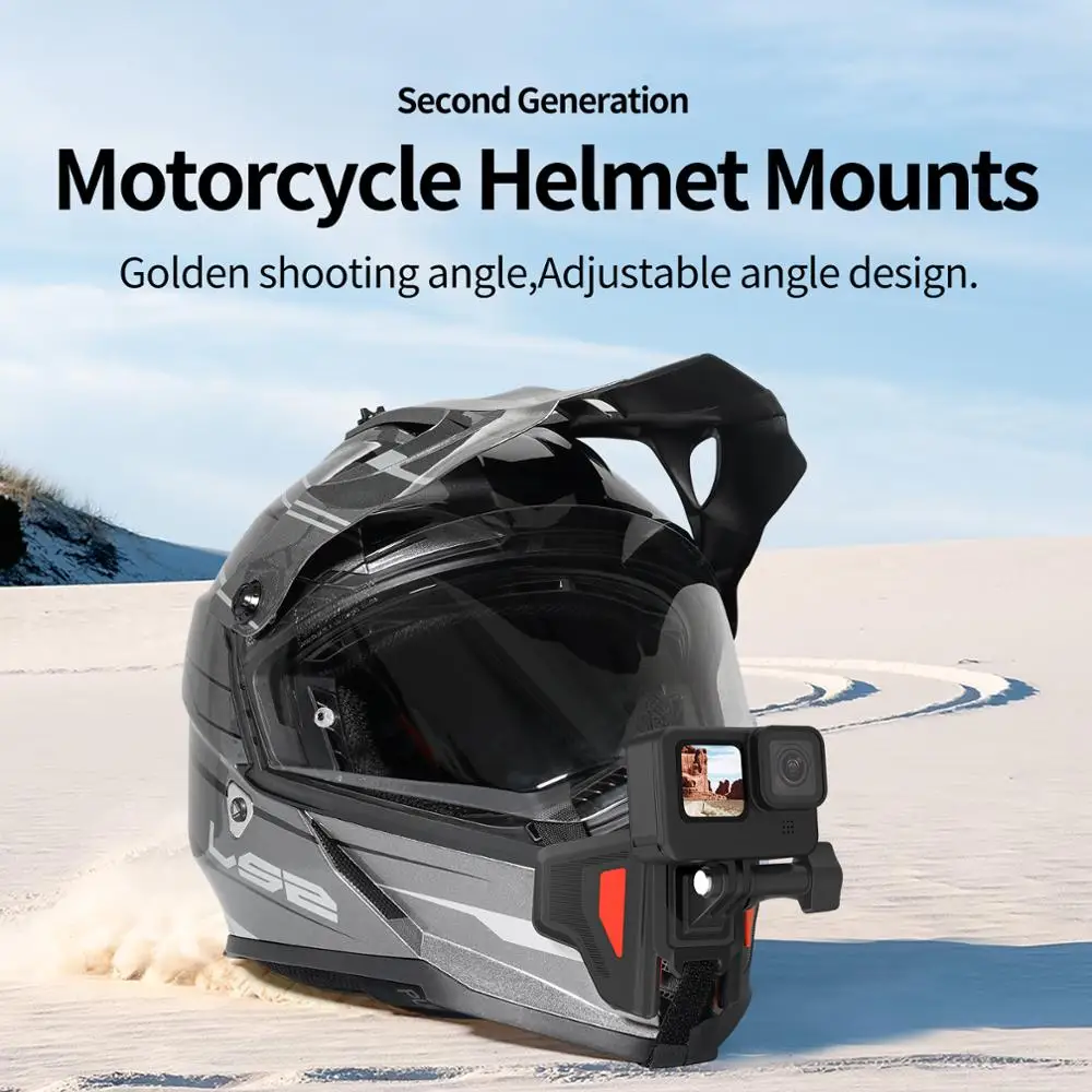 TELESIN Motorradhelm-Halterungsgurt, faltbare vordere Kinnhalterung für GoPro 13 12 11 10 9 8 DJI Osmo Action Insta360-Zubehör Image