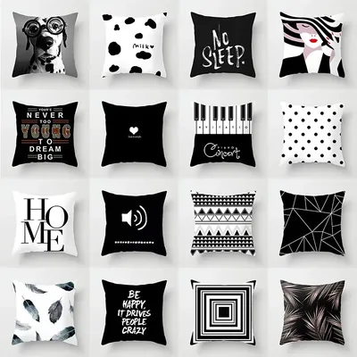 Schwarz und weiß geometrische Porträt Kissen bezug Home Sofa Büro Kissen bezug Dekor Auto Dekoration Image