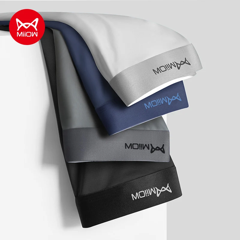 MiiOW 4Pcs Atmungsaktive Männer Boxer Shorts Graphene Antibakterielle Unterwäsche Eis Seide Weiche Mann Boxershorts Nahtlose Männliche Höschen 5XL Image
