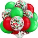 15 Stück Weihnachts ballons rot grün und weiß Luftballons Konfetti Latex Luftballons für Weihnachts