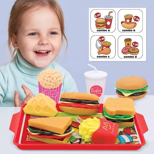 Kinder Küche Spielzeug Fast-Food-Restaurant Hamburger-Set so tun als spielen Mini-Küche Essen