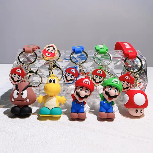 Super Mario Spiel Mario Bros Luigi Pilz Charakter Puppen niedlichen Cartoon Schlüssel bund Auto