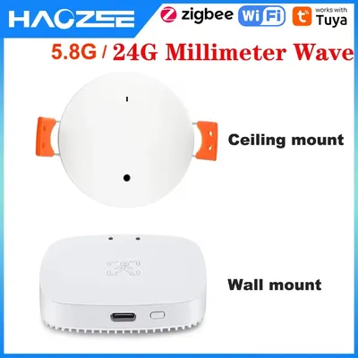 Haozee Tuya WiFi /Zigbee Human Presence Detector Smart Human Body PIR Sensor Radar Detector Mikrowellen-Bewegungssensoren