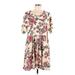 Agnes & Dora Casual Dress - Mini Scoop Neck Short sleeves: Ivory Floral Dresses - Women's Size Large