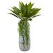 15" Agave Succulent Artificial Plant in Stoneware Planter