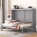 Wooden Space-Saving Murphy Bed Wood Foldable Bed Wall Bed, Full, Grey