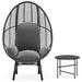 Patio PE Wicker Egg Chair Model 4 with Black/Natural/Grey Color Rattan Grey/Beige Cushion and Side Table