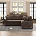 82.6" L-shape Sectional Sofa w/Pull-out Sofa Velvet Convertible Sleeper Sofa w/USB Ports & Power Sockets for Livingroom