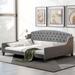 Upholstered Full Size Daybed with Modern Luxury Tufted Button, Full Daybed Frame with Slat Support and Arm, Full Sofa Bed