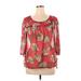 LC Lauren Conrad Long Sleeve Blouse: Red Floral Tops - Women's Size X-Large