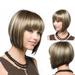 32CM Girl Natural Gold Party Wig Short Full Straight Hair Fashion Synthetic Wig