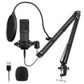 USB Microphone for Computer Professional Condenser Microphone Kit PC Streaming Microphone Studio Cardioid Microphone for Recording Gaming Podcasts