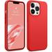 Shockproof Designed for iPhone 13 Pro Case Liquid Silicone Phone Case with [Soft Anti-Scratch Microfiber Lining] Drop Protection 6.1 inch Slim Thin Cover (Red)