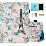 Dteck Universal 7 inch Tablet Case 7.0 inch Tablet Cute Cover Wallet Stand Flip Case for Samsung Galaxy Tab/Fire 7/HD 7/Oasis/Onn/Lenovo/Dragon Touch/MatrixPad/Android Tablet 7 Inch Tower Butterfly