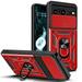 TECH CIRCLE Rugged Case for Google Pixel 8 Pro Sliding Camera Lens Protector Hybrid Shockproof with Ring Holder Kickstand Function Work with Magnetic Car Mount Heavy Duty Case Red