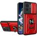 for Motorola Moto Edge 40 Case with Slide Camera Cover Heavy Duty Protective with Ring Kickstand & Card Holder Cell Phone Case for Motorola Edge 40 LJK Red