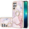 Marble Pattern Case for Samsung Galaxy S23 Ultra (Not N23) with Ring Holder Kickstand Ultra Slim PC Material Shockproof Phone Case Cover for Samsung Galaxy S23 Ultra DLS Rose Gold