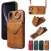 Crossbody Wallet Back Case for iPhone XR with Card Holder Vintage Premium PU Leather Case with Long Shoulder Strap Purse Shockproof Flip Phone Cover for iPhone XR Brown