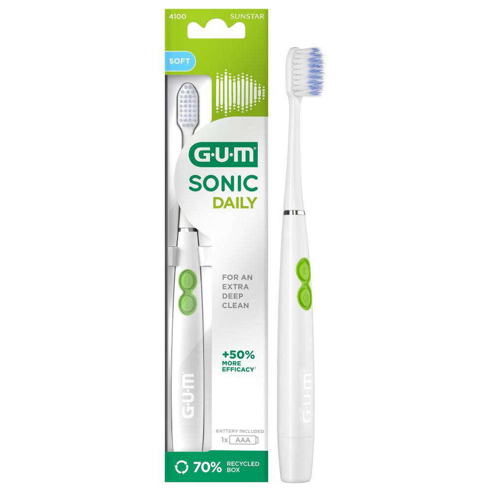 GUM SONIC DAILY Spazzolino elettrico a batteria - Bianco 1 pz da denti