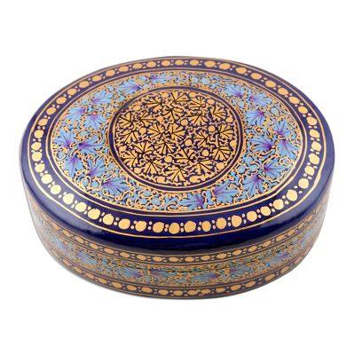 Kashmir Blue,'Velvet-Lined Blue and Gold Trinket Box from India'