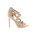 Jessica Simpson Heels: Gladiator Stilleto Cocktail Party Tan Print Shoes - Women's Size 9 - Open Toe