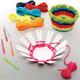Rainbow Weaving Basket Kits (Pack of 5) Sewing & Weaving Craft Kits, 5 Card Templates, 7 Assorted Colours, 10cm Diameter