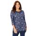 Plus Size Women's Stretch Tunic Duet by Catherines in Navy Sprig Floral (Size 0X)