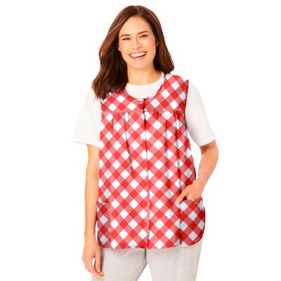 Plus Size Women's Snap-Front Apron by Only Necessities in Sweet Coral Gingham (Size 34/36)