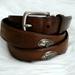 Columbia Accessories | Columbia Mens Brown Leather Belt With Silver-Tone Fish Theme Conch. Size 42 | Color: Brown/Silver | Size: 42"