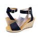 J. Crew Shoes | J Crew Espadrille Sandals Womens 10 Blue Canvas Wedge Heel Ankle Strap Open Toe | Color: Blue | Size: 10