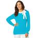 Plus Size Women's Tie-Neck Sweater by Jessica London in Ocean (Size 14/16)