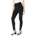 Plus Size Women's Lace Applique Side-Seam Legging by Roaman's in Black (Size 38/40)