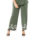 Plus Size Women's AnyWear Embroidered Ankle Pant by Catherines in Olive Green (Size 4X)