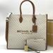 Michael Kors Bags | Michael Kors Large Mirella Tote Bag & Double Zip Wallet Wristlet | Color: Brown/White | Size: Large